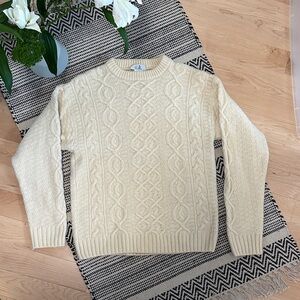 Classic Wool Cream Cable Knit Sweater
